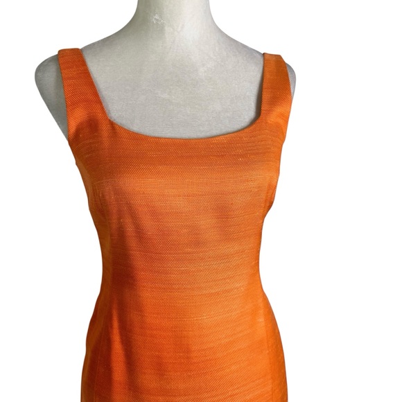Akris Sleeveless Silk Shift Dress Orange Size 6 - Picture 3 of 9